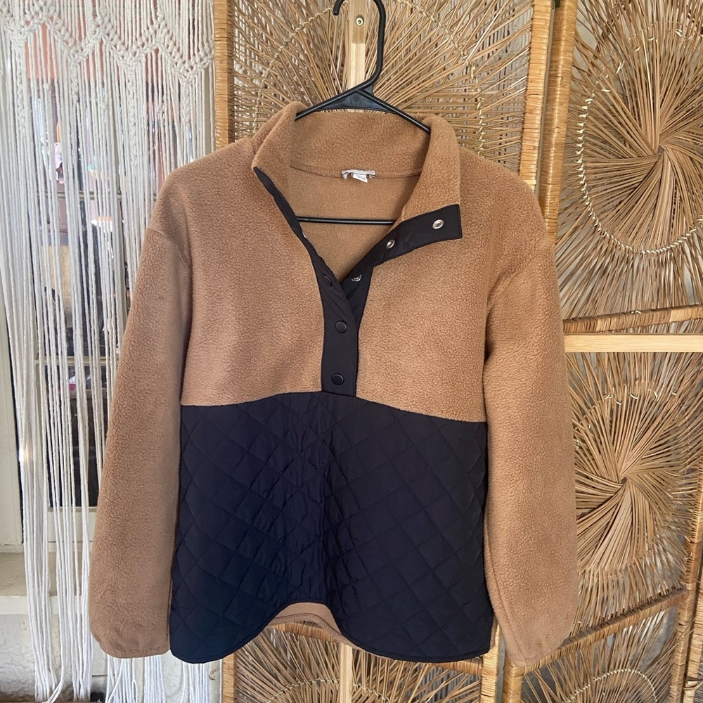J. Crew Tan and Black Teddy Jacket Cozy Fleece Design